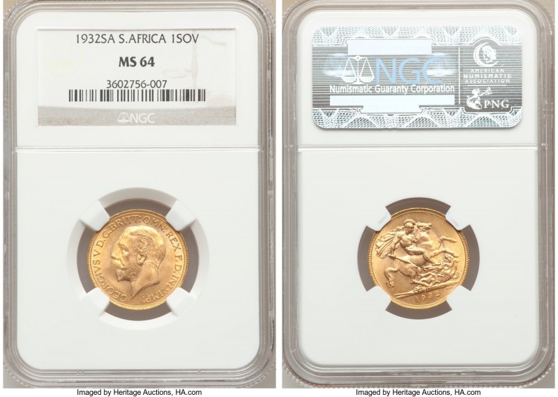 George V gold Sovereign 1932-SA MS64 NGC, South Africa mint, KM-A22.

HID09801...