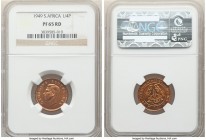 George VI 9-Piece Certified silver & bronze Proof Set 1949 NGC, 1) 1/4 Penny (Farthing) - PR65 Red, KM32.1 2) 1/2 Penny - PR65 Red, KM33 3) Penny - PR...