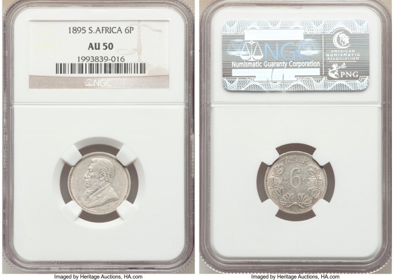 Pair of Certified Assorted Issues NGC, 1) Republic 6 Pence 1895 - AU50, KM4 2) G...