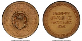 Confederation gilt silver Specimen "Lucerne International Horse Show" Medal 1939 SP64 PCGS, 37mm. Horseshoe over turret crowned arms on wide border of...