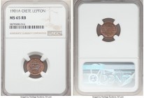 4-Piece Lot of Certified Assorted Issues NGC, 1) Crete: Prince George Lepton 1901-A - MS65 Red and Brown, Paris mint, KM1 2) Liberia: Republic Cent 18...