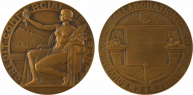 Bazor (L.) : Crédit Commercial de France, 1917-1947 Paris

SPL. Bronze, 78,0 m...