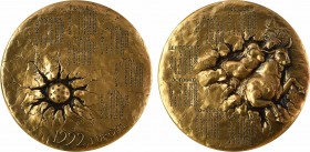 Mayot (R.) : Europe, calendrier de la Monnaie de Paris, 1992 Paris (368)

SPL. Bronze doré, 95,0 mm, 287,50 g, 12 h

Corne d'abondance

Exemplai...
