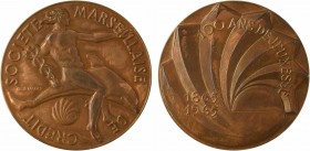 Simon (G.) : centenaire de la Société Marseillaise de Crédit, 1865-1965 Paris

SUP. Bronze, 59,0 mm, 123,74 g, 12 h

Corne d'abondance