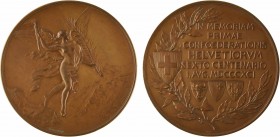 Suisse, 600e anniversaire de la Confédération, par Alphée Dubois, 1891 Paris

SPL. Bronze, 68,0 mm, 147,66 g, 12 h

Corne d'abondance

Splendide...