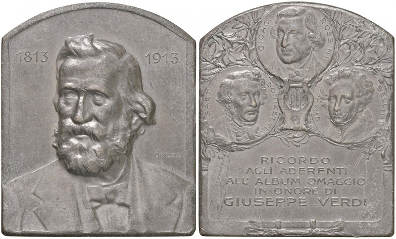 Giuseppe Verdi - Placchetta commemorativa 1913 49,44 grammi. Opus Donzelli. Piom...