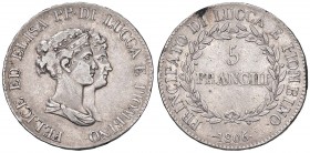 Lucca – Elisa Bonaparte e Felice Baciocchi (1805-1814) - 5 Franchi 1806 - Gig. 3 R
qBB-BB

For information on shipments and exports outside the Ita...