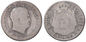 Napoleone I Re d'Italia – Milano (1805-1814) - 2 Lire 1807 - Gig. 125A RR
MB

For information on shipments and exports outside the Italian territor...