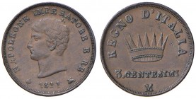 Napoleone I Re d'Italia – Milano (1805-1814) - 3 Centesimi 1811 - Gig. 228 C Colpetti.
SPL

For information on shipments and exports outside the It...
