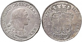 Napoli – Ferdinando IV di Borbone (1759-1816) - 120 Grana 1786 - Gig. 49B NC In basso sigle D P.
m.SPL

For information on shipments and exports ou...