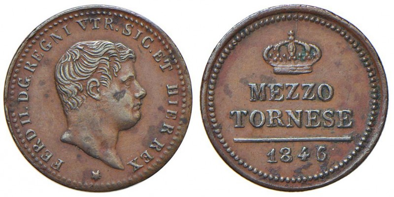 Napoli – Ferdinando II (1830-1859) - 1/2 Tornese 1846 - Gig. 312 NC Piccola manc...