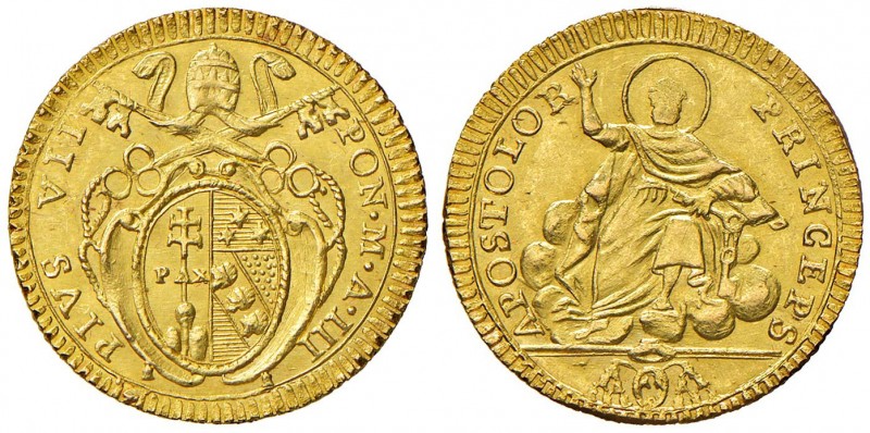 Roma – Pio VII (1800-1823) - Doppia Anno III - Gig. 3 R Debolezza di conio sul v...