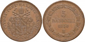 Roma – Pio IX (1846-1870) - 5 Baiocchi 1850 An. IV - Gig. 168 C Colpetti.
SPL+

For information on shipments and exports outside the Italian territ...