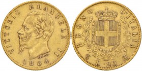 Torino – Vittorio Emanuele II (1861-1878) - 20 Lire 1864 - Gig. 8 NC
BB-SPL

For information on shipments and exports outside the Italian territory...