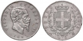 Napoli – Vittorio Emanuele II (1861-1878) - 5 lire 1865 - Gig. 36 R Colpi.
qBB

For information on shipments and exports outside the Italian territ...