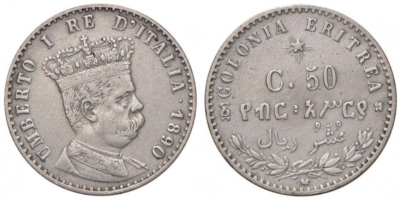 Umberto I – Colonia Eritrea (1890-1896) - 50 Centesimi 1890 - Gig. 8 R
BB+

F...