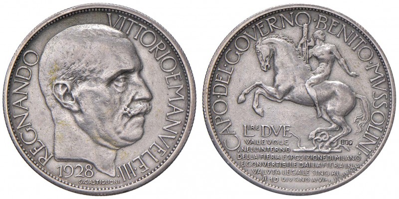 Vittorio Emanuele III (1900-1943) - 2 Lire 1928 esposizione di Milano - Mont. 08...