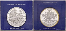 Barbados - 10 Dollari 1978 - KM 17A C In Franklin Mint box. 37,90 grammi di argento 925. Scatola in discrete condizioni.&nbsp;Scritte a penna sulla co...