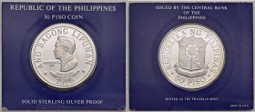 Filippine - 50 Piso 1975 C In Franklin Mint box. 27,40 grammi di argento 925. Scatola in discrete condizioni.&nbsp;Scritte a penna sulla confezione es...