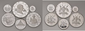 Uganda - 30, 25, 20, 10, 5, 2 Shillings 1969 C
PROOF

For information on shipments and exports outside the Italian territory, please read the terms...
