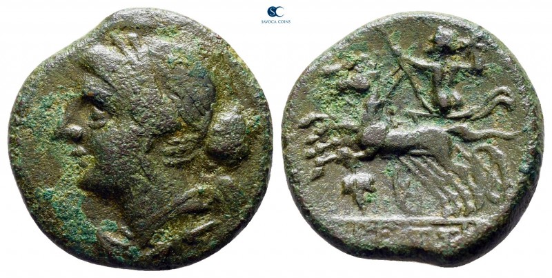 Bruttium. The Brettii circa 214-211 BC. 
Bronze Æ

16 mm., 3,09 g.



ver...