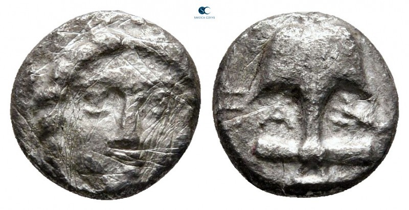 Thrace. Apollonia Pontica 375-335 BC. 
Diobol AR

8 mm., 1,02 g.



fine