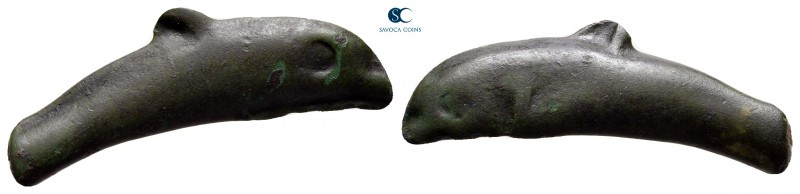 Scythia. Olbia circa 525-350 BC. 
Cast dolphin Æ

25 mm., 1,96 g.



very...
