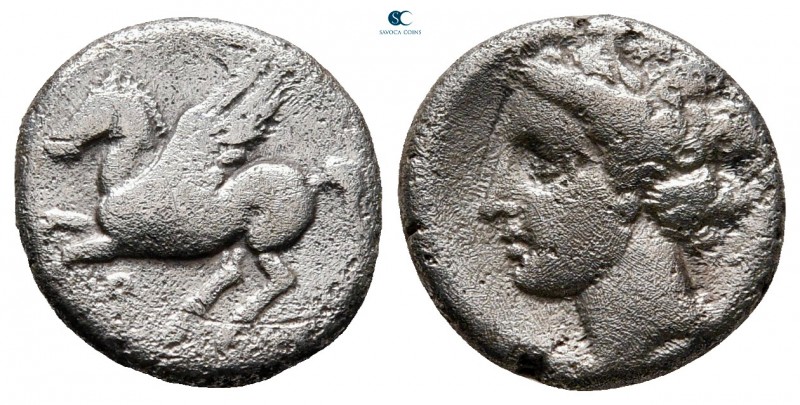 Corinthia. Corinth circa 380-330 BC. 
Drachm AR

13 mm., 2,44 g.



nearl...