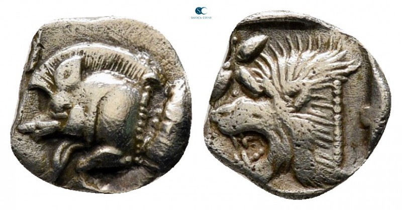 Mysia. Kyzikos circa 480-400 BC. 
Hemiobol AR

7 mm., 0,37 g.



very fin...