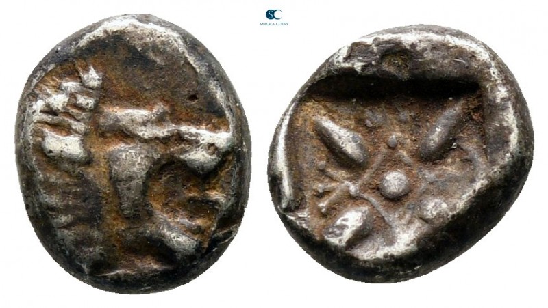 Ionia. Miletos circa 520-480 BC. 
Diobol AR

8 mm., 1,16 g.



nearly ver...