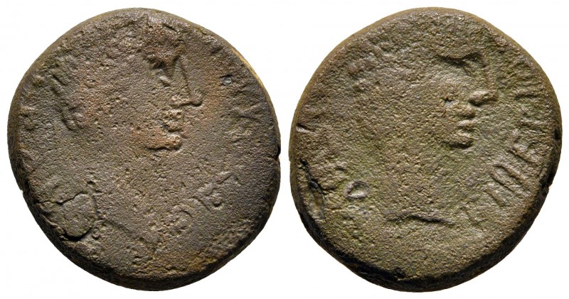 Macedon. Thessalonica. Tiberius, with Divus Augustus AD 14-37. 
Bronze Æ

20 ...