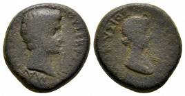 Lydia. Magnesia ad Sipylos. Augustus with Livia 27 BC-AD 14. Bronze Æ