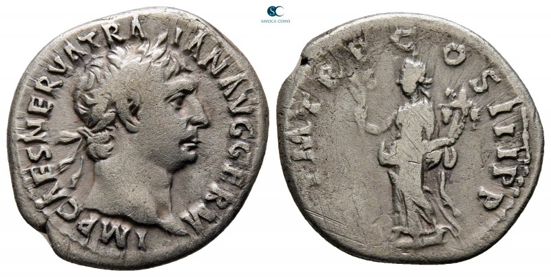 Trajan AD 98-117. Rome
Denarius AR

19 mm., 3,21 g.



nearly very fine