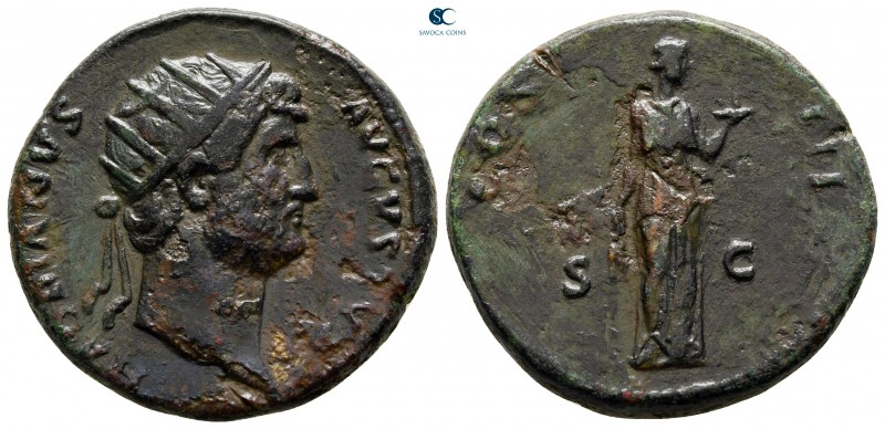 Hadrian AD 117-138. Rome
Dupondius Æ

27 mm., 13,07 g.



very fine