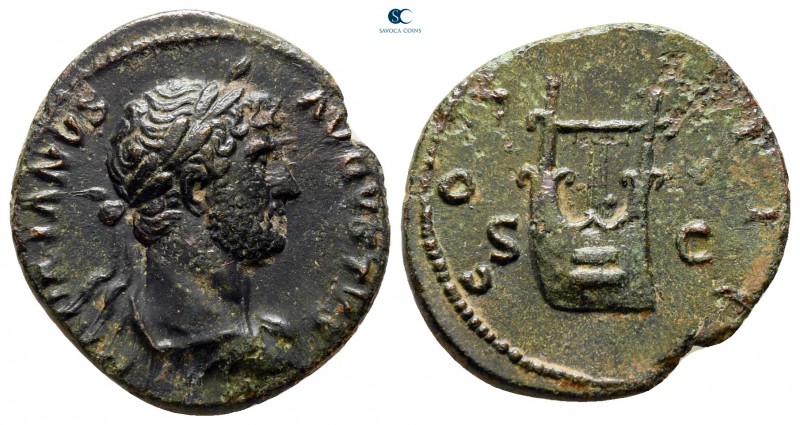 Hadrian AD 117-138. Rome
Semis Æ

20 mm., 3,25 g.



very fine