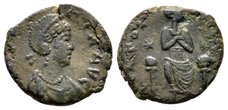 Aelia Eudoxia AD 400-404. 
Follis Æ

13 mm., 1,43 g.



very fine