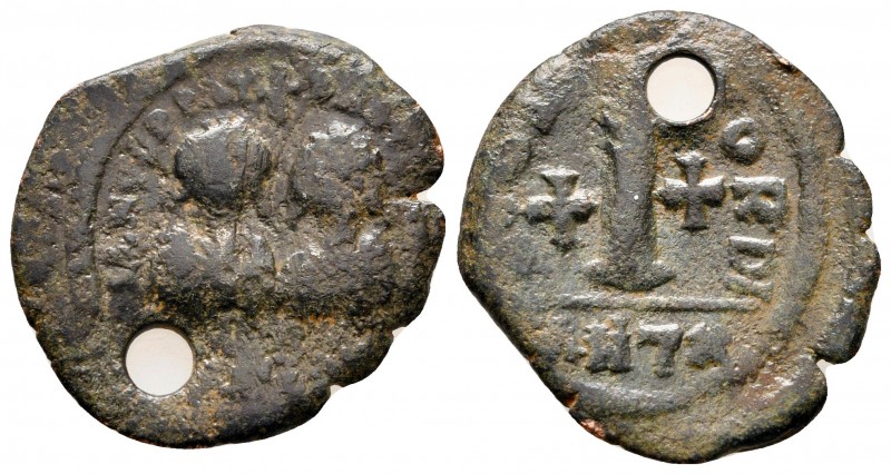 Justin I & Justinian I AD 527. Theoupolis (Antioch)
Decanummium Æ

23 mm., 3,...