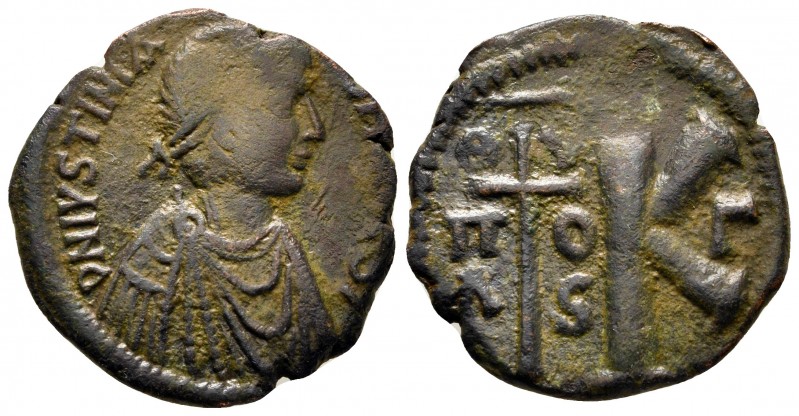 Justinian I AD 527-565. Theoupolis (Antioch)
Half Follis or 20 Nummi Æ

24 mm...