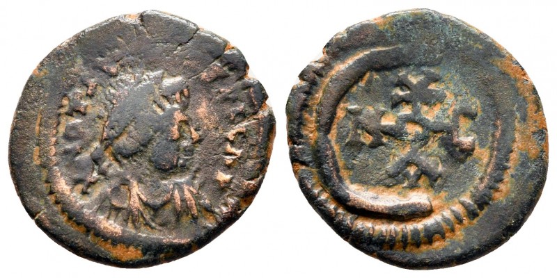 Justinian I AD 527-565. Theoupolis (Antioch)
Pentanummium Æ

16 mm., 1,99 g....
