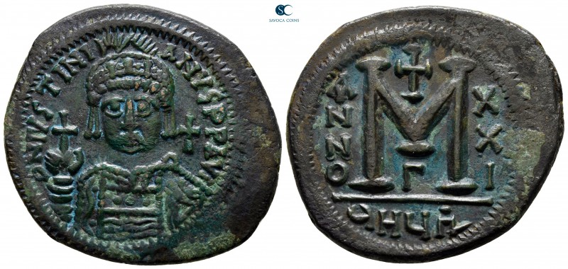 Justinian I AD 527-565. Theoupolis (Antioch)
Follis Æ

38 mm., 18,71 g.


...