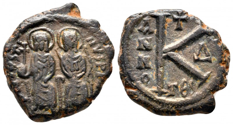 Justin II and Sophia AD 565-578. Thessalonica
Half Follis or 20 Nummi Æ

23 m...
