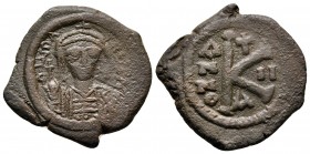 Maurice Tiberius AD 582-602. Cyzicus. Half Follis or 20 Nummi Æ