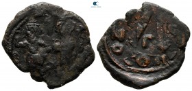 Heraclius with Heraclius Constantine AD 610-641. Constantinople. Three-quarter Follis or 30 Nummi Æ