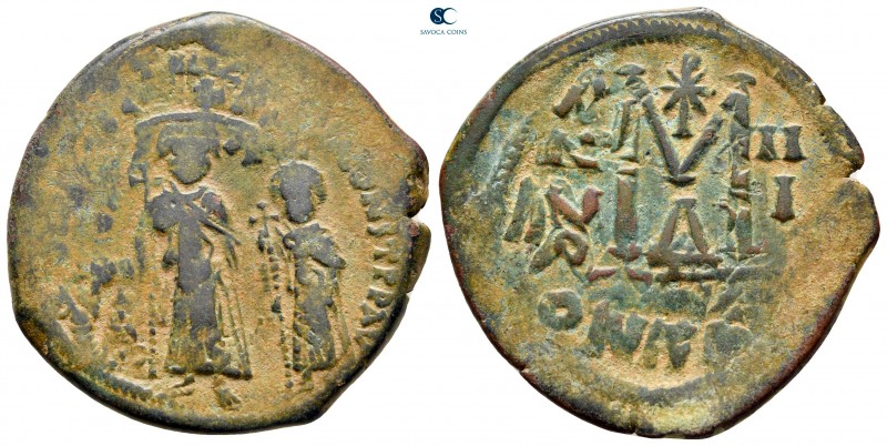 Heraclius with Heraclius Constantine AD 610-641. Nikomedia
Follis or 40 Nummi Æ...