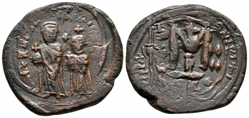 Heraclius with Heraclius Constantine AD 610-641. Nikomedia
Follis or 40 Nummi Æ...