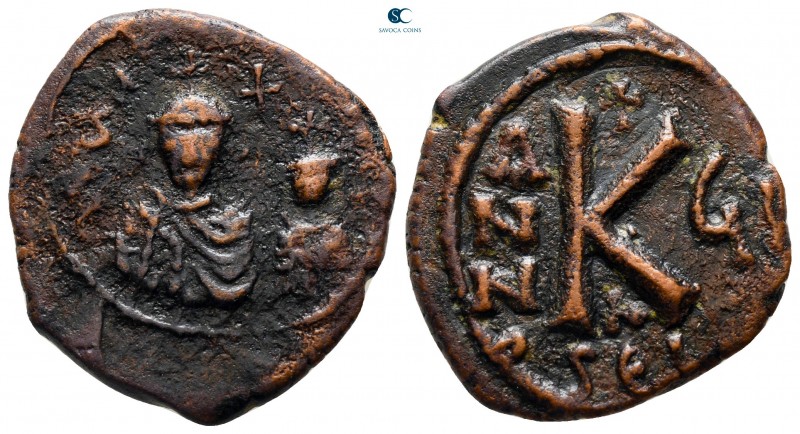 Heraclius with Heraclius Constantine AD 610-641. Seleucia Isauriae
Half Follis ...