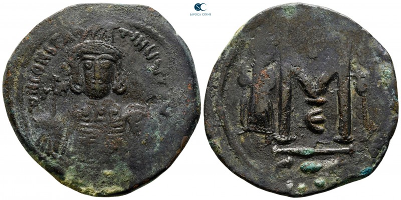 Constantine IV Pogonatus, with Heraclius and Tiberius AD 668-685. Constantinople...