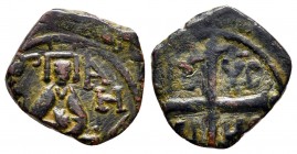 Roger II AD 1095-1154. Kingdom of Sicily. Messina or Palermo. Follaro Æ