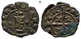 Charles I of Anjou AD 1266-1285. Kingdom of Sicily. Messina or Brindisi. Denaro Æ