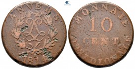 France. Antwerp.  AD 1814. 10 Centimes